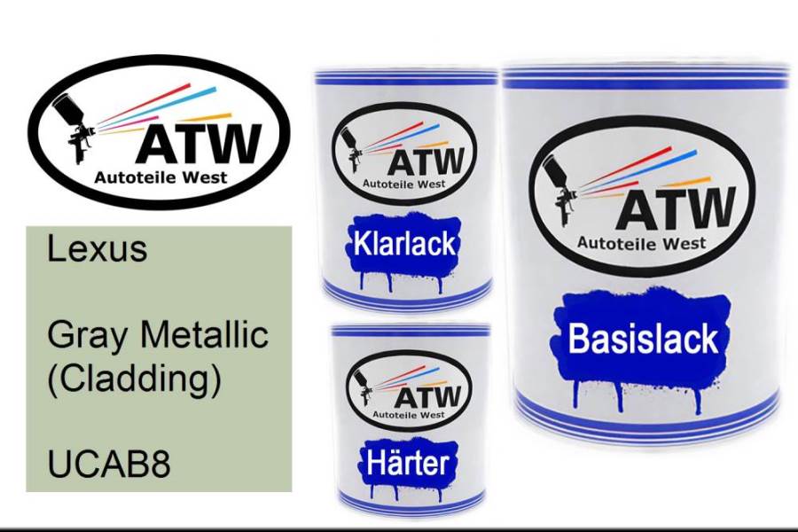 Lexus, Gray Metallic (Cladding), UCAB8: 1L Lackdose + 1L Klarlack + 500ml Härter - Set, von ATW Autoteile West.